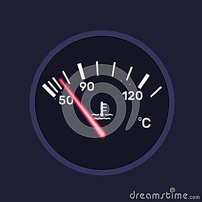 Instrument panel, temperature indicator of car. Technological digital sensor. Vector Illustration