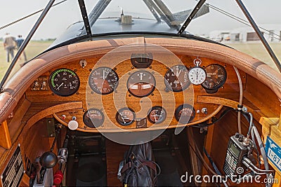 Instrument panel of Boredom Fighter aircraft Editorial Stock Photo