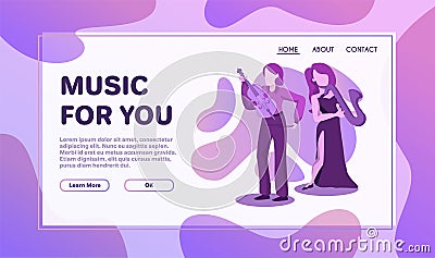 Instrumental ensemble performance flat illustration Vector Illustration