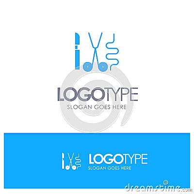 Instruments, Surgery, Tools, Medical Blue Solid Logo with place for tagline Vector Illustration