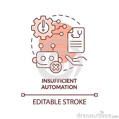 Insufficient automation red concept icon Vector Illustration