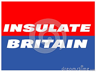 Insulate Britain vector illustration on a red and blue background Cartoon Illustration