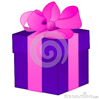 Insulated blue gift box with pink ribbon Stock Photo