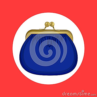 Insulated blue purse. the icon with the purse Stock Photo