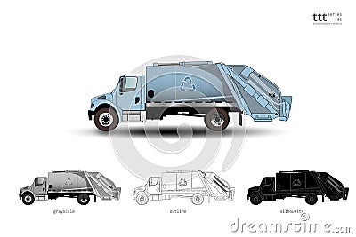 Insulated blue truck. Garbage truck Vector Illustration