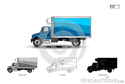 Insulated blue truck. Refrigerated truck Vector Illustration