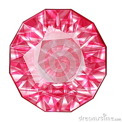 Insulated oval pink gemstone on white background. Stock Photo