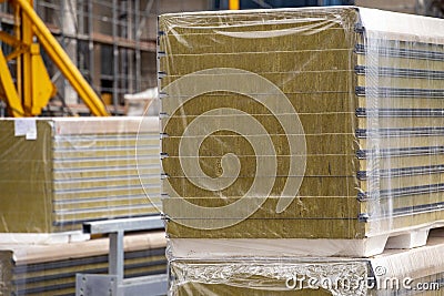 Insulation sandwich panels at the construction site Stock Photo