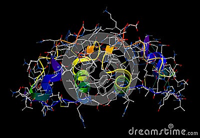 Insulin 3D molecular model Stock Photo