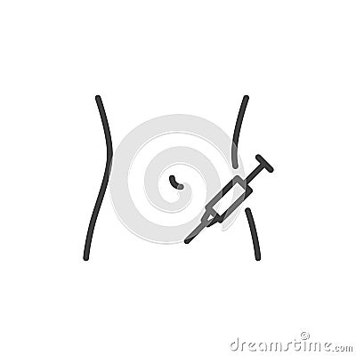 Insulin injecting line icon Vector Illustration