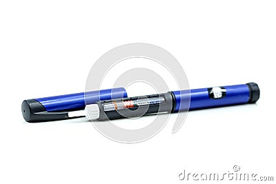 Insulin pen ,Diabetes equipment and glucose level blood test,Di Stock Photo