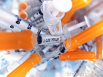 Insulin syringes Stock Photo