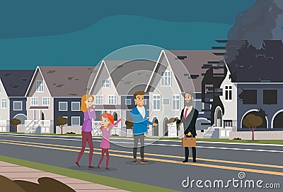 Insurance Accident of Family House Fire Concept Vector Illustration