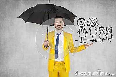 Insurance agent insure your family Stock Photo