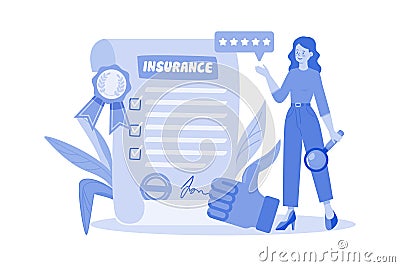 Insurance Appraiser assessing the value of insured property Vector Illustration