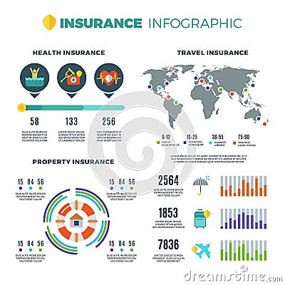 Insurance business vector infographics Vector Illustration