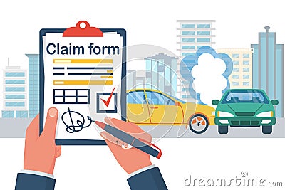 Insurance claim form. Accident concept Vector Illustration