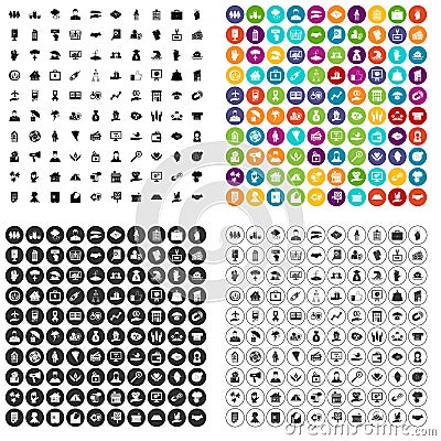 100 insurance company icons set vector variant Vector Illustration