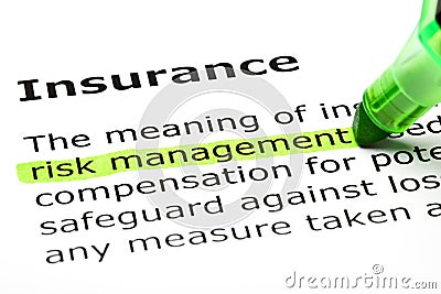 Insurance Dictionary Definition Green Marker Stock Photo