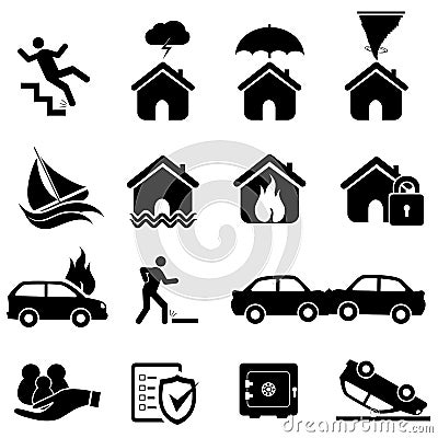 Insurance and disaster icons Vector Illustration