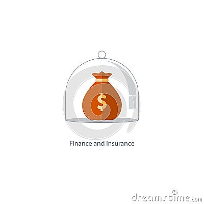 Insurance finance management, budget plan, pension fund, retirement savings Vector Illustration