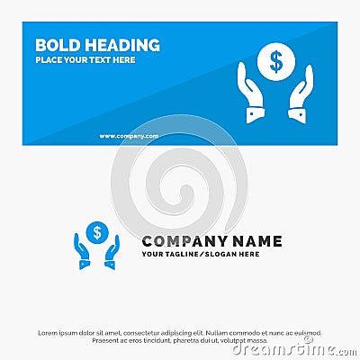Insurance, Finance Insurance, Money, Protection SOlid Icon Website Banner and Business Logo Template Vector Illustration