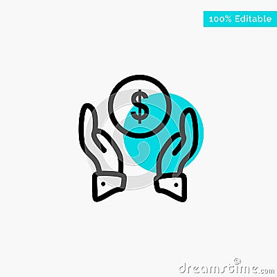 Insurance, Finance Insurance, Money, Protection turquoise highlight circle point Vector icon Vector Illustration