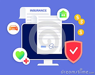 Insurance form online Vector Illustration