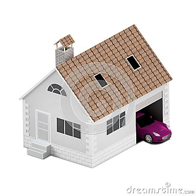 Insurance home, house, life, car protection. Buying house and ca Cartoon Illustration