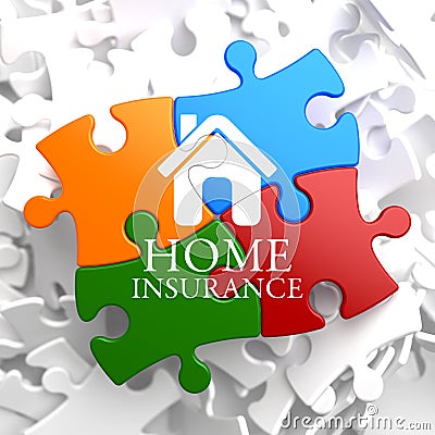 Insurance - Home Icon on Multicolor Puzzle. Stock Photo