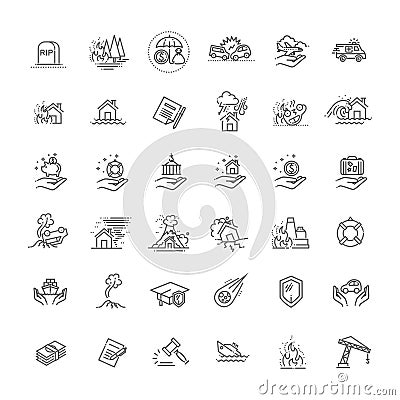 Insurance Icon Thin Line Set Support Services Design for Web and App. Vector Illustration