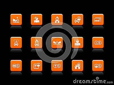 Insurance icons orange Vector Illustration