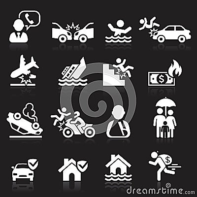 Insurance icons set. Vector Illustration