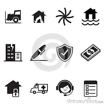 Insurance Icons Vector Illustration Symbol Set Vector Illustration