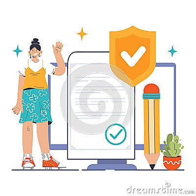 Insurance. Idea of security and protection of life and property. Vector Illustration