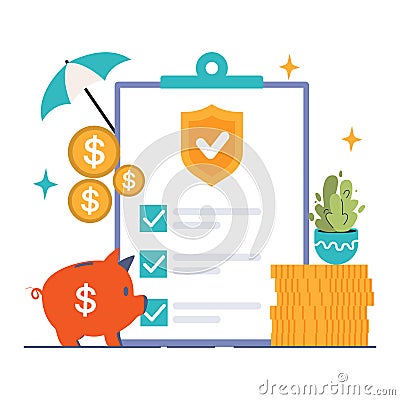 Insurance. Idea of security and protection of life and property. Vector Illustration