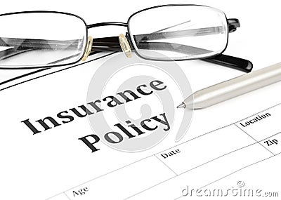 Insurance policy form on desk in office Stock Photo