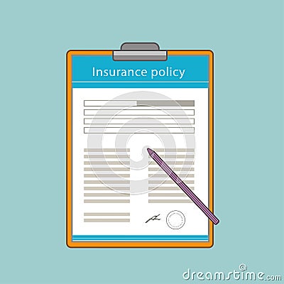 Insurance policy form in a flat style. Vector Illustration