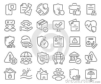 Insurance and protection line icons collection. Thin outline icons pack. Vector illustration eps10 Vector Illustration
