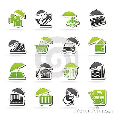 Insurance, risk and business icons Vector Illustration