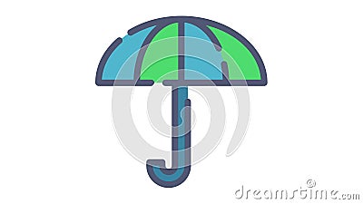 Insurance umbrella single isolated icon with single isolated icon with flat dash or dashed style Cartoon Illustration