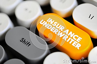 Insurance Underwriter - professional who evaluate and analyze the risks involved in insuring people and assets, text concept Stock Photo