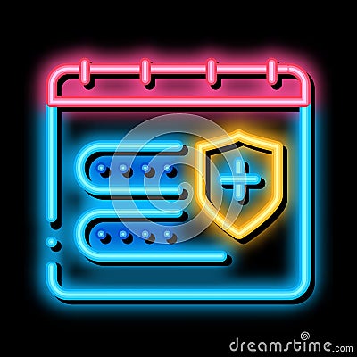 insurance validity calendar neon glow icon illustration Vector Illustration