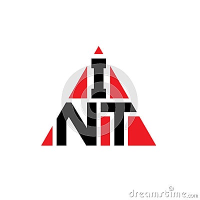 INT triangle letter logo design with triangle shape. INT triangle logo design monogram. INT triangle vector logo template with red Vector Illustration