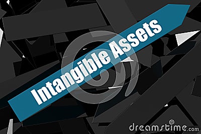 Intangible Assets word on the blue arrow Stock Photo