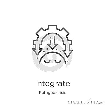 integrate icon vector from refugee crisis collection. Thin line integrate outline icon vector illustration. Outline, thin line Vector Illustration