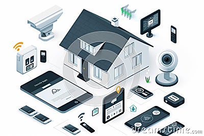 Integrate sophisticated intrusion detection in your security system with remote video feeds, motion sensors, and wireless live fee Cartoon Illustration