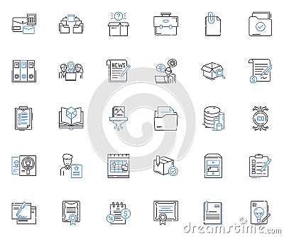 Integrated teamwork line icons collection. Collaboration, Synergy, Cohesion, Cooperation, Trust, Partnership, Teamwork Vector Illustration