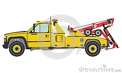 Integrated Tow Truck with winches and hoist mechanisms vector illustration Vector Illustration