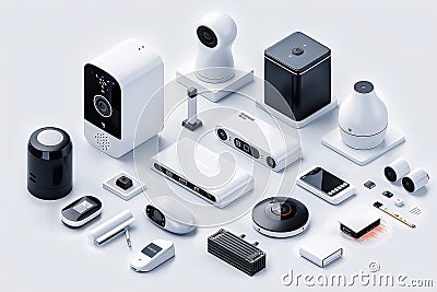 Integrating security cameras with surveillance systems to enhance monitoring capabilities and increase protection. Cartoon Illustration